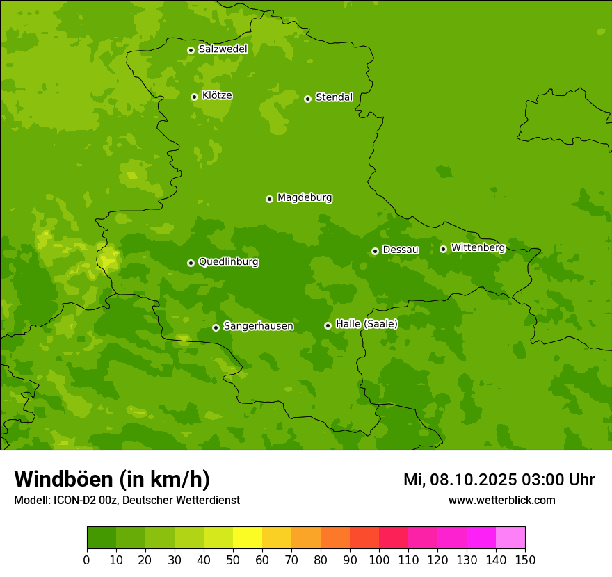 Modellkarten Windgeschwindigkeit