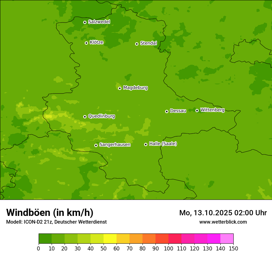Modellkarten Windgeschwindigkeit