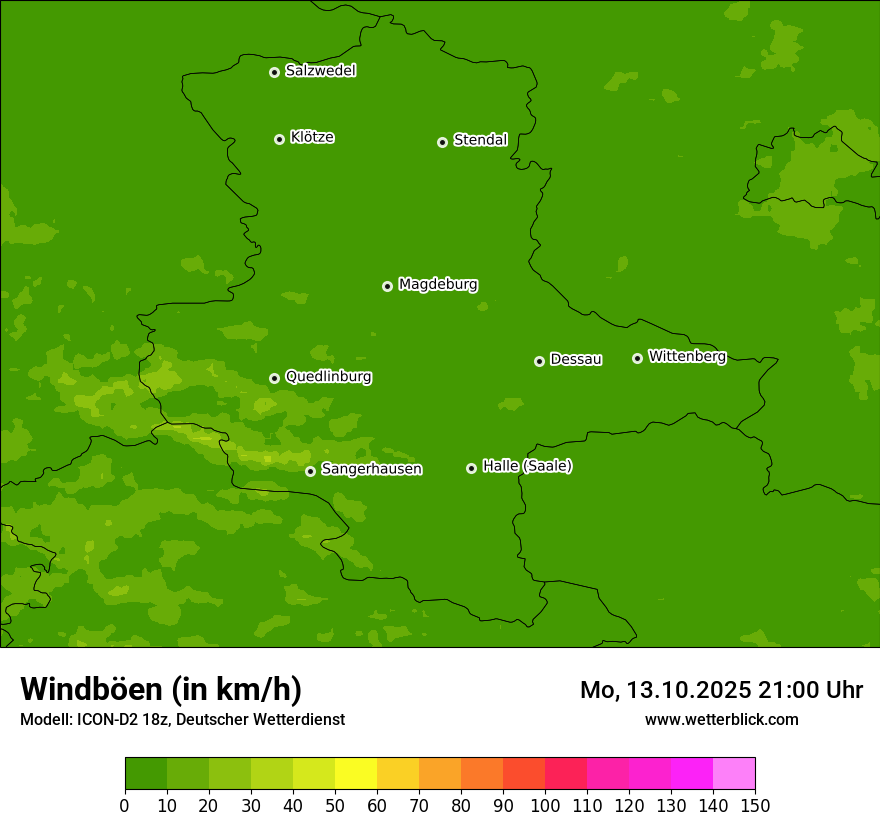 Modellkarten Windgeschwindigkeit