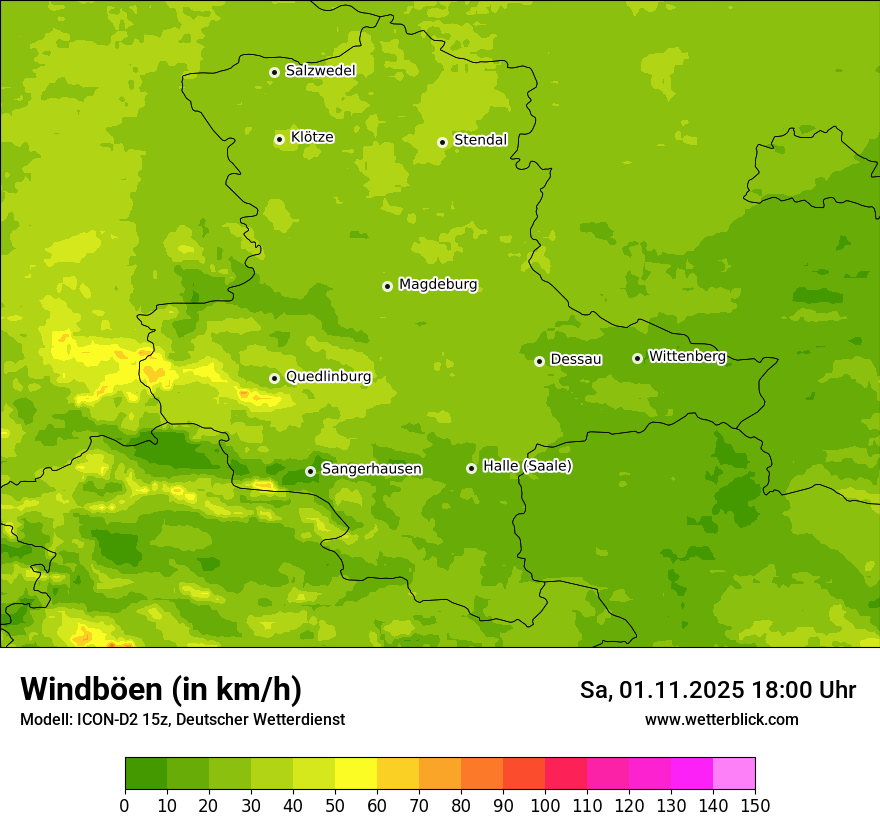 Modellkarten Windgeschwindigkeit