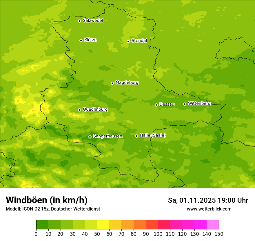 Modellkarten Windgeschwindigkeit