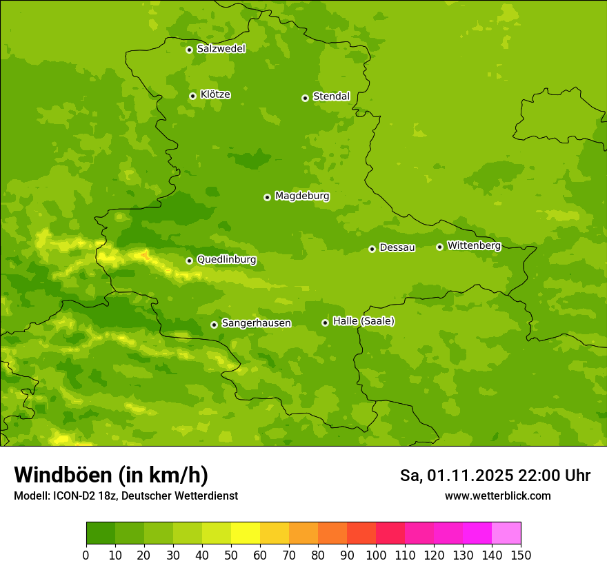 Modellkarten Windgeschwindigkeit