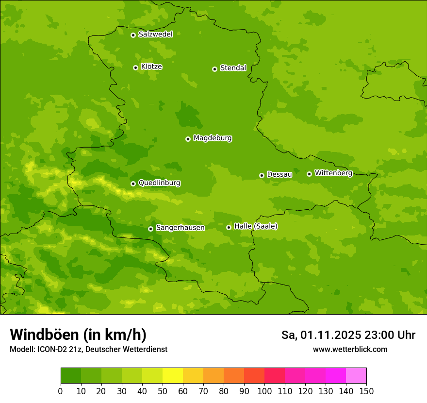 Modellkarten Windgeschwindigkeit