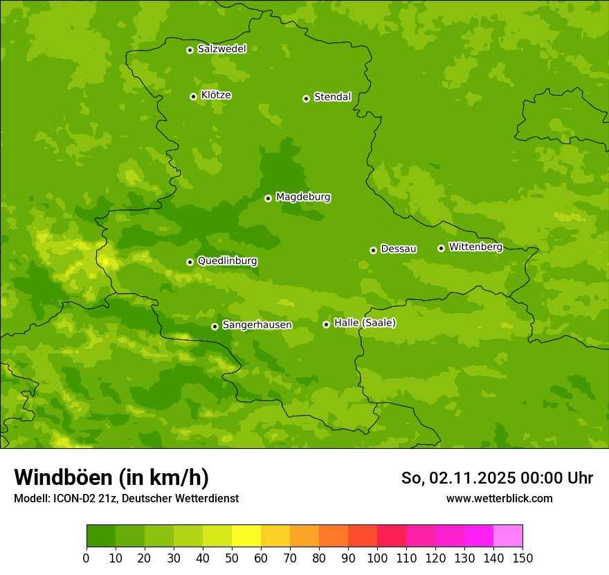 Modellkarten Windgeschwindigkeit