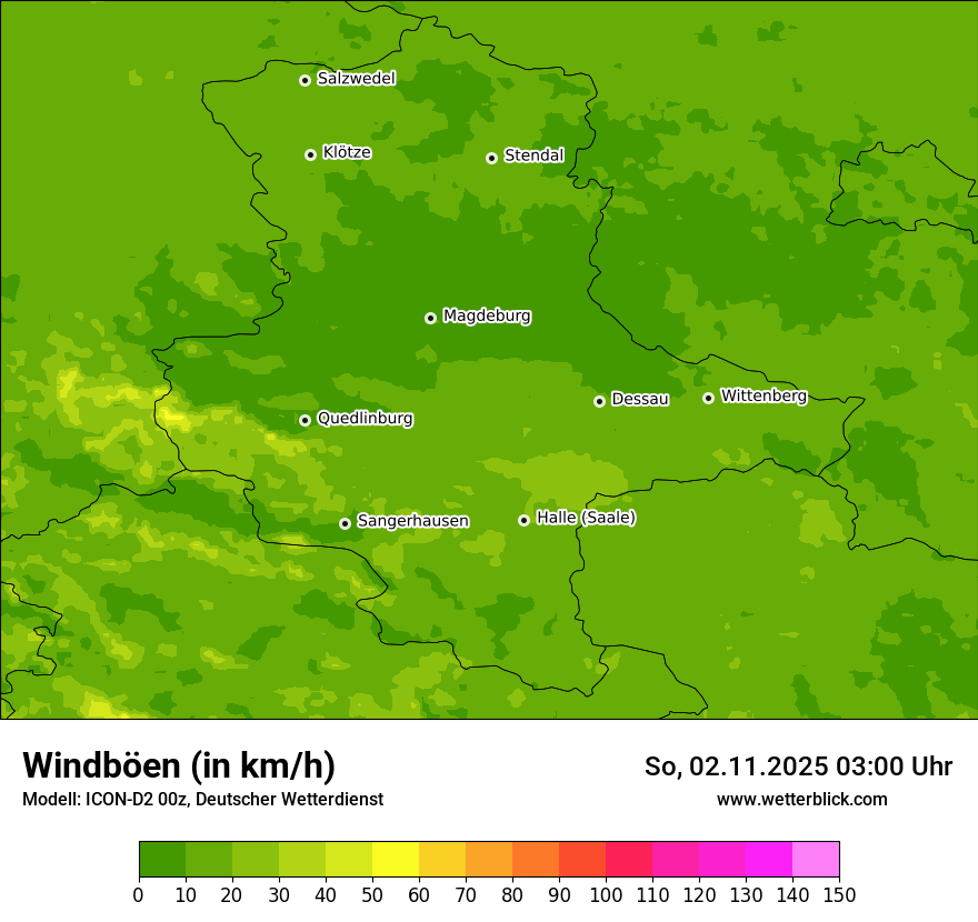 Modellkarten Windgeschwindigkeit