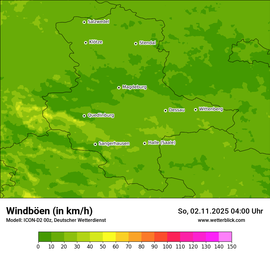 Modellkarten Windgeschwindigkeit