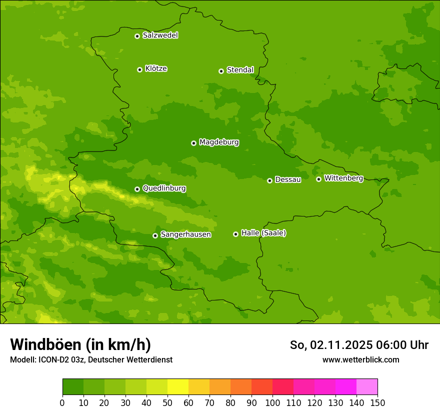 Modellkarten Windgeschwindigkeit