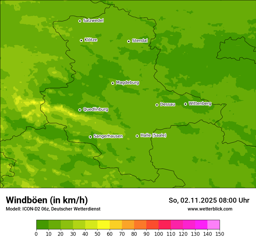 Modellkarten Windgeschwindigkeit