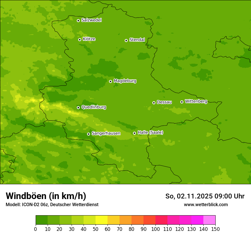 Modellkarten Windgeschwindigkeit