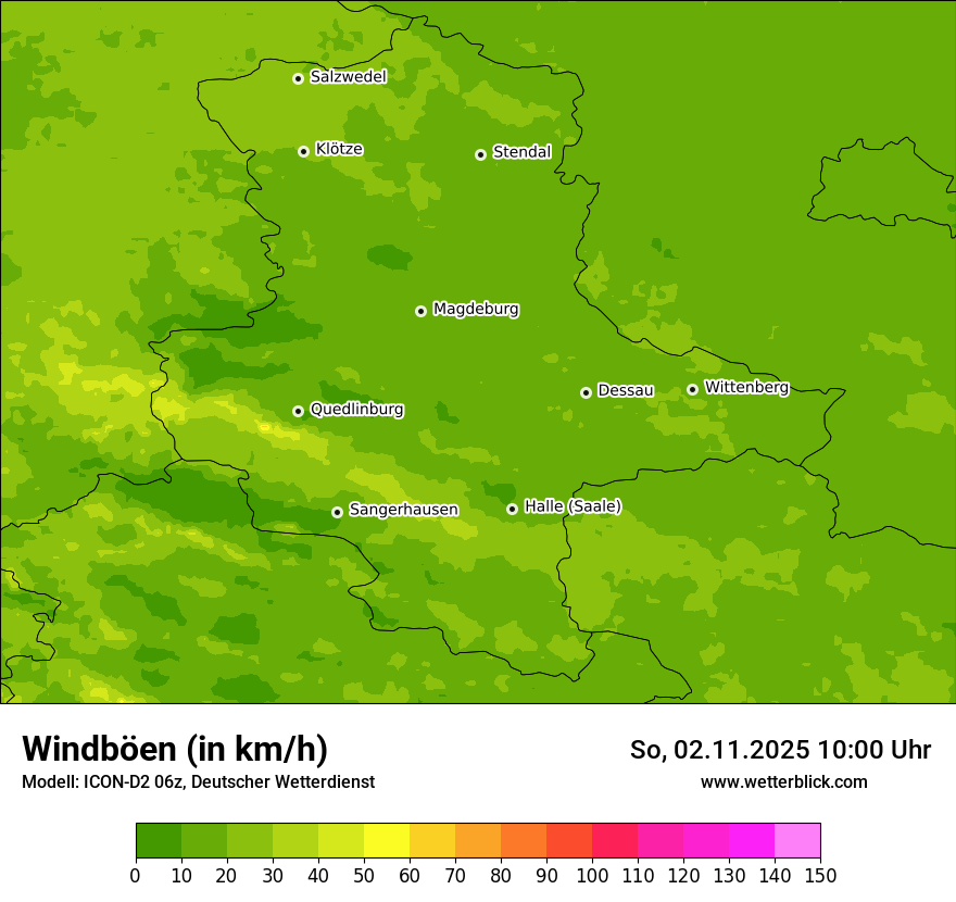 Modellkarten Windgeschwindigkeit