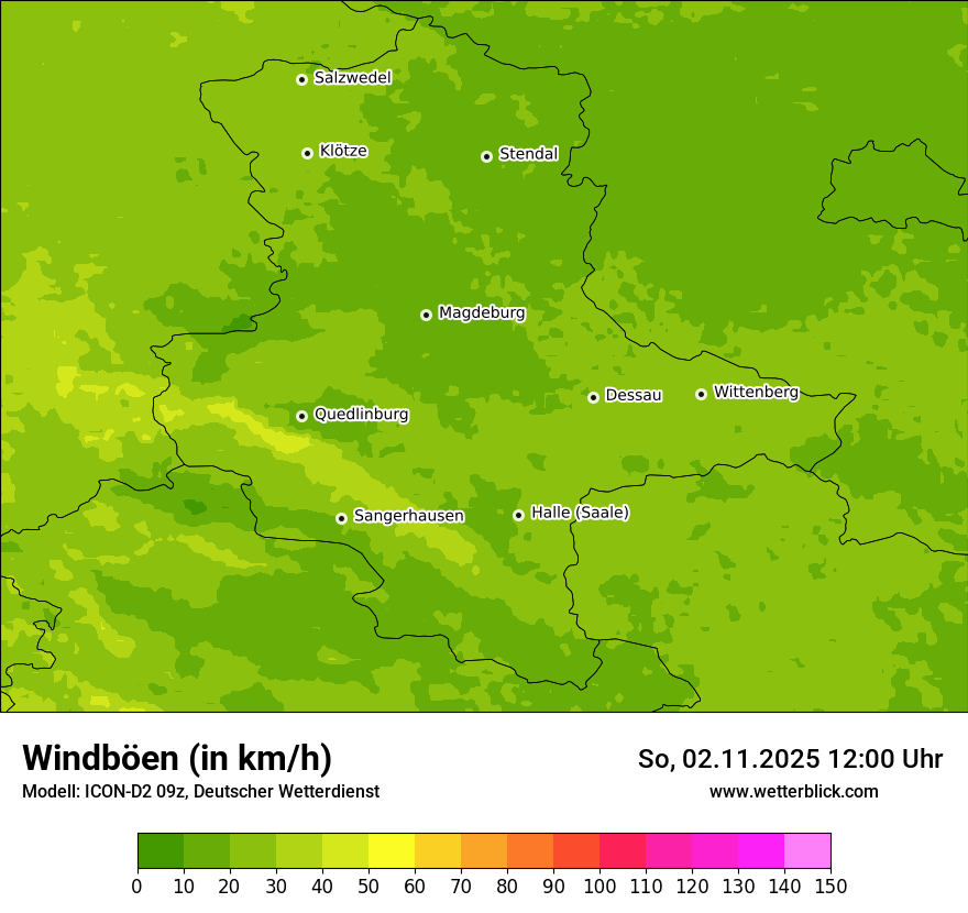 Modellkarten Windgeschwindigkeit