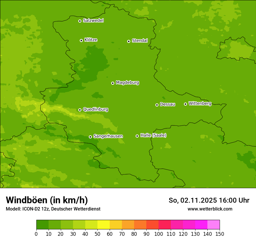 Modellkarten Windgeschwindigkeit
