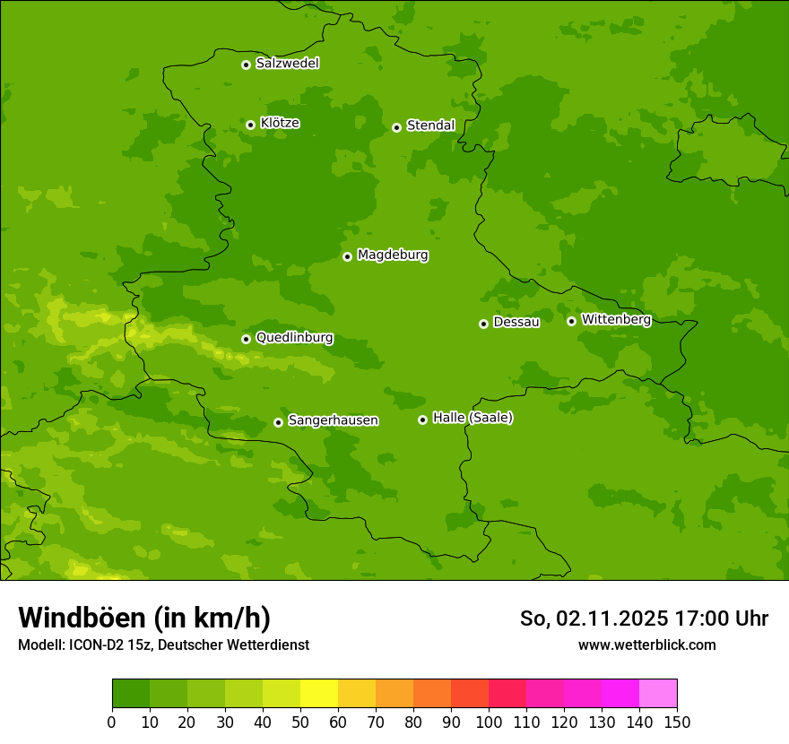 Modellkarten Windgeschwindigkeit