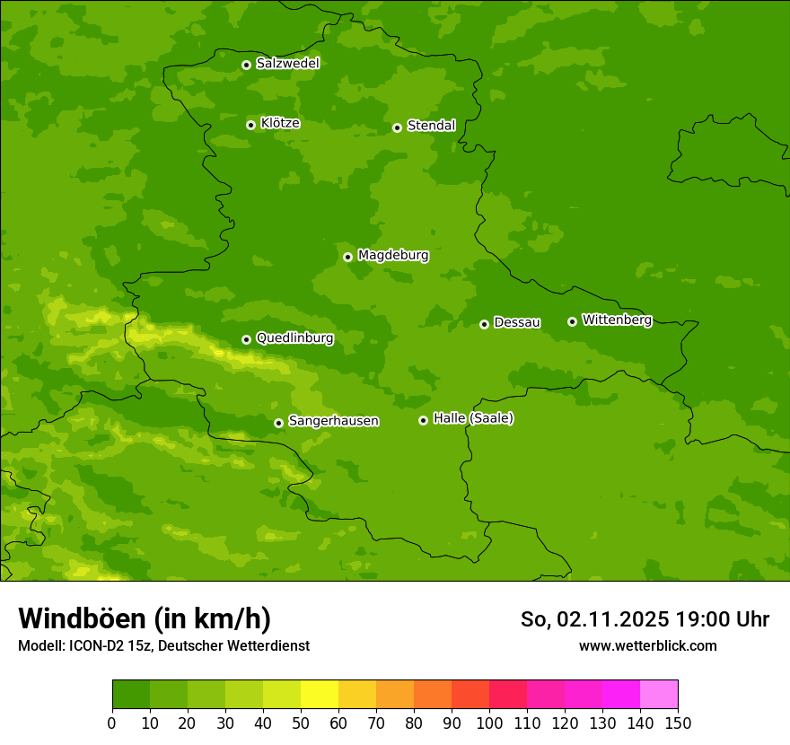 Modellkarten Windgeschwindigkeit