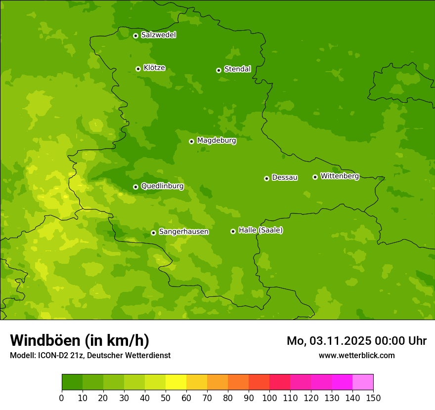 Modellkarten Windgeschwindigkeit
