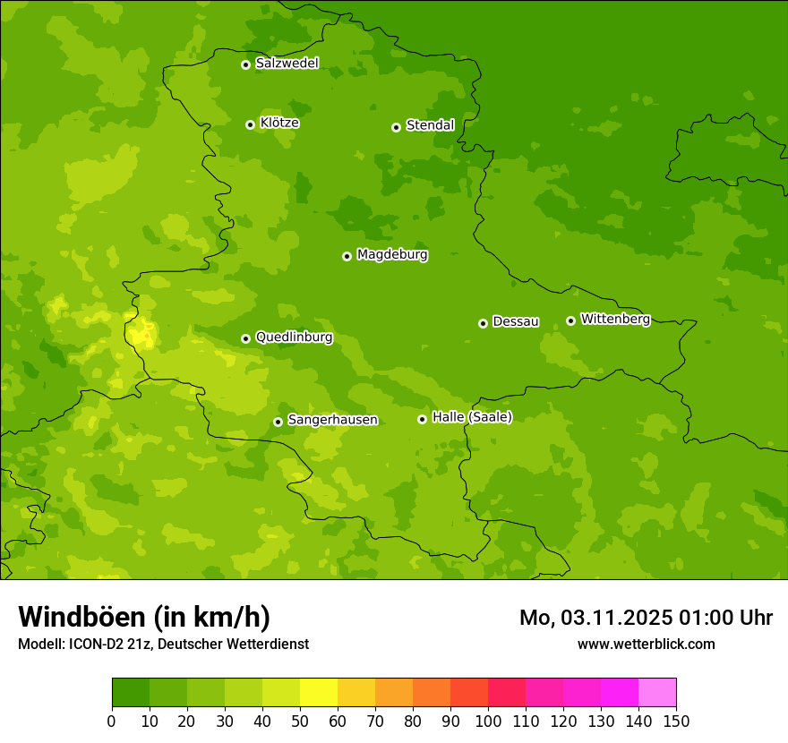 Modellkarten Windgeschwindigkeit