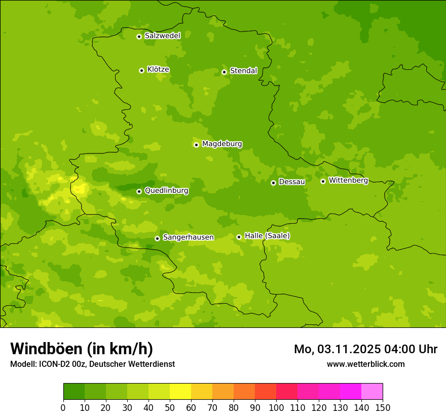 Modellkarten Windgeschwindigkeit