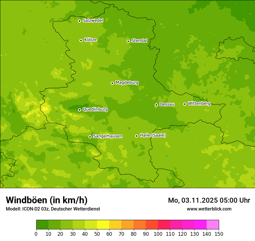 Modellkarten Windgeschwindigkeit