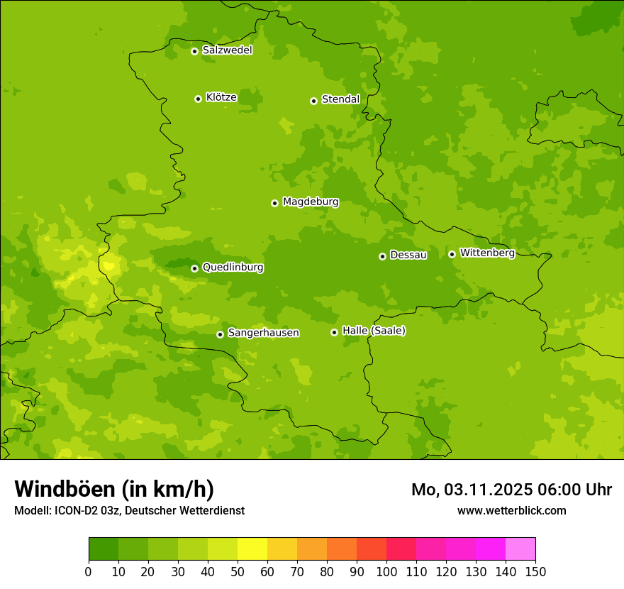 Modellkarten Windgeschwindigkeit