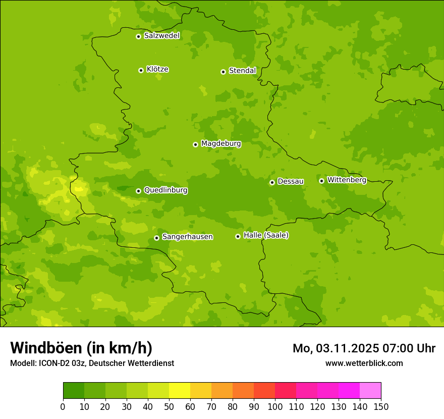Modellkarten Windgeschwindigkeit