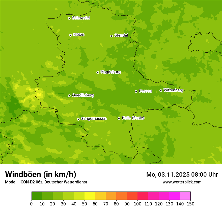 Modellkarten Windgeschwindigkeit