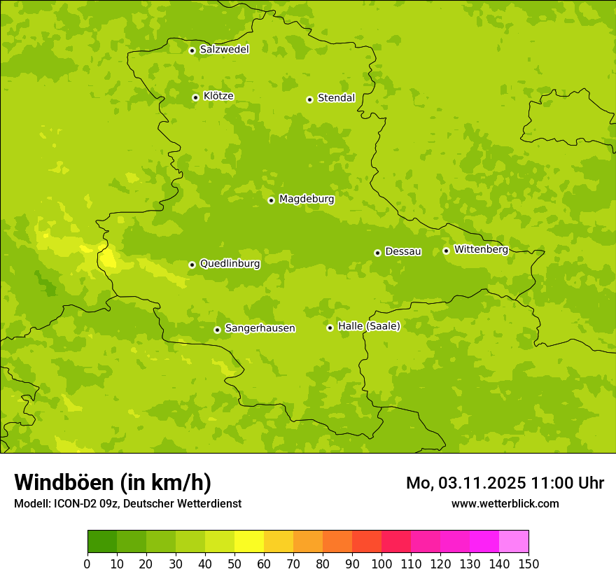 Modellkarten Windgeschwindigkeit
