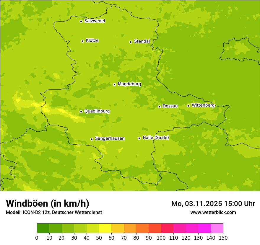 Modellkarten Windgeschwindigkeit