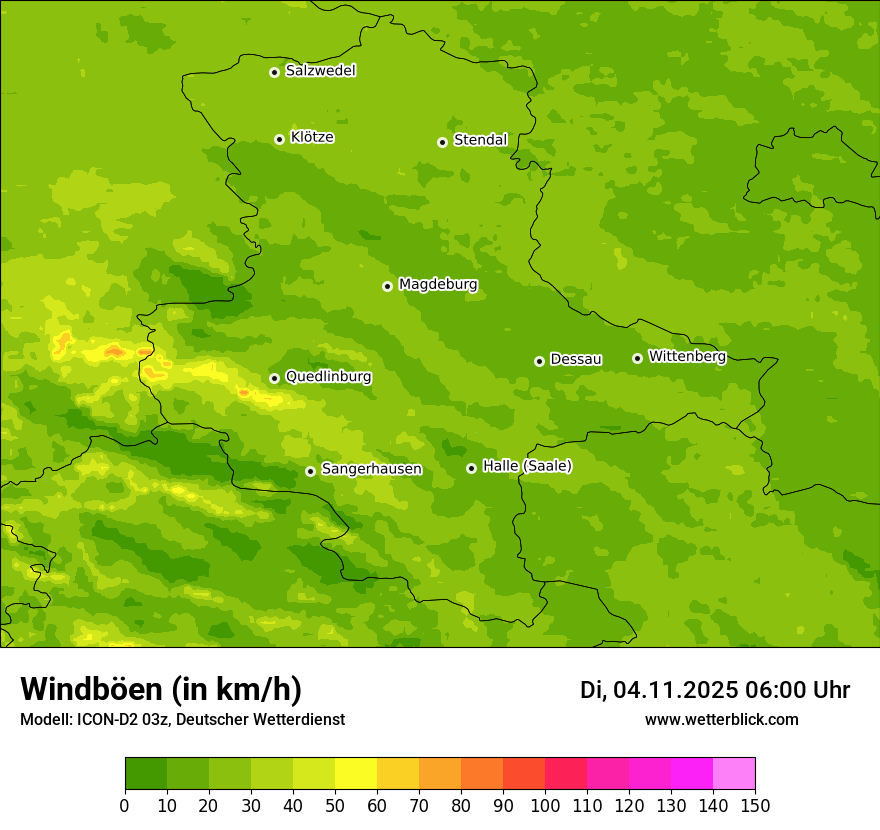 Modellkarten Windgeschwindigkeit
