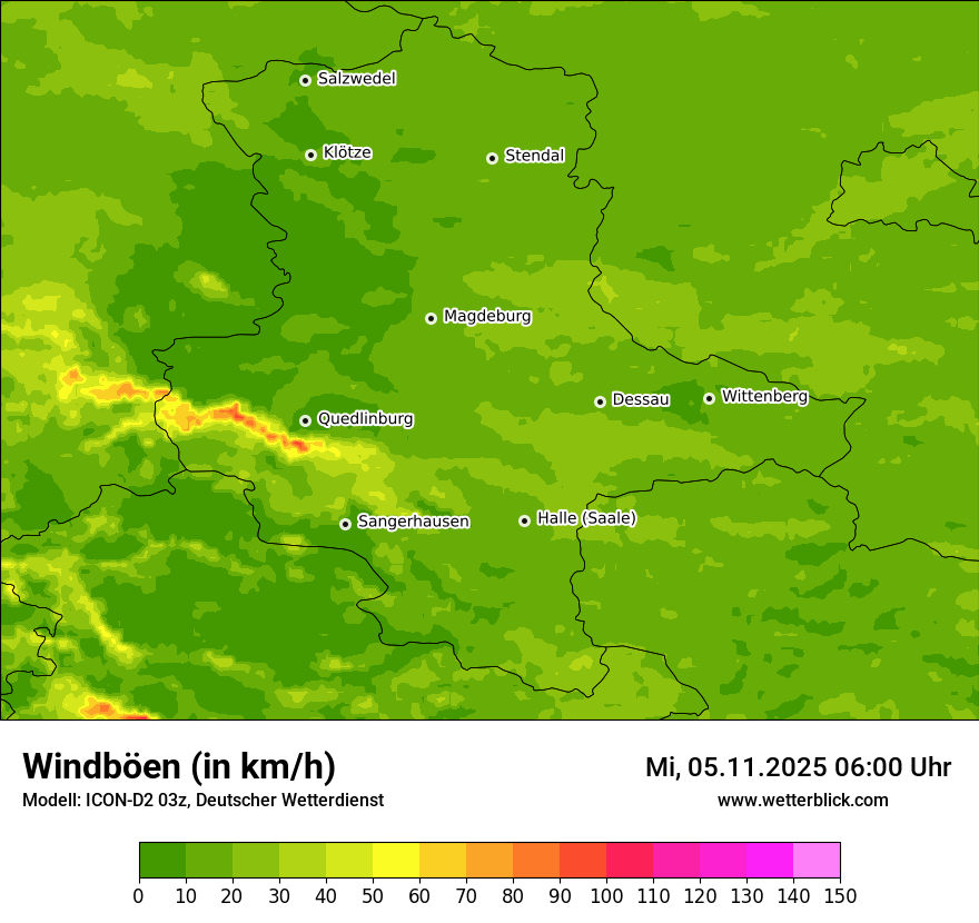Modellkarten Windgeschwindigkeit