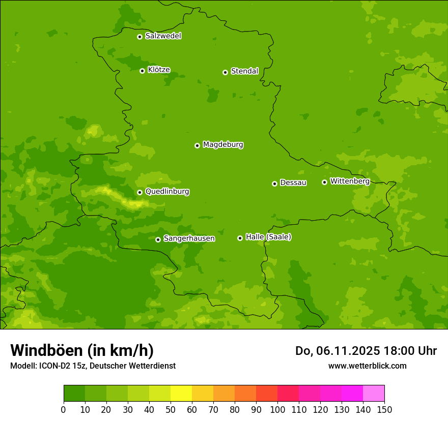 Modellkarten Windgeschwindigkeit