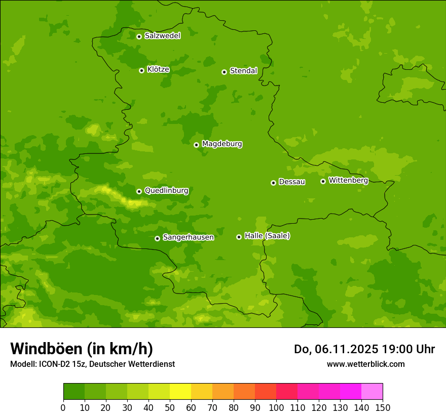 Modellkarten Windgeschwindigkeit