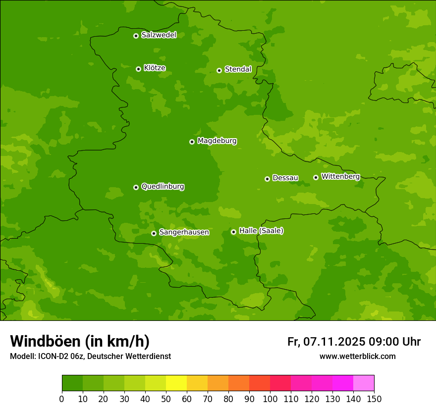 Modellkarten Windgeschwindigkeit