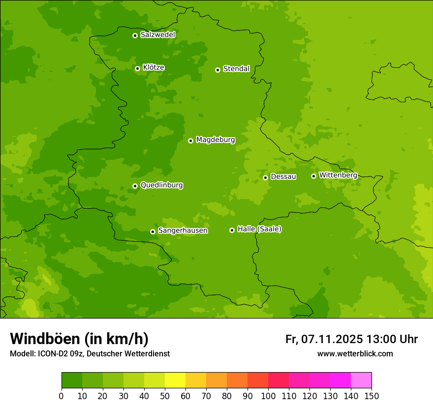 Modellkarten Windgeschwindigkeit