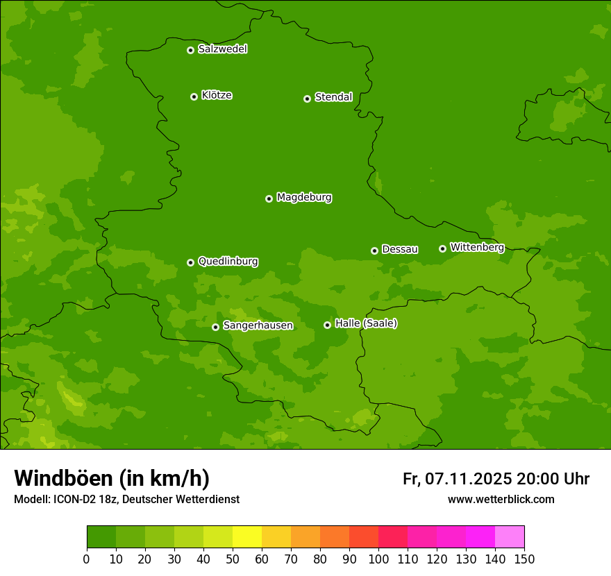 Modellkarten Windgeschwindigkeit