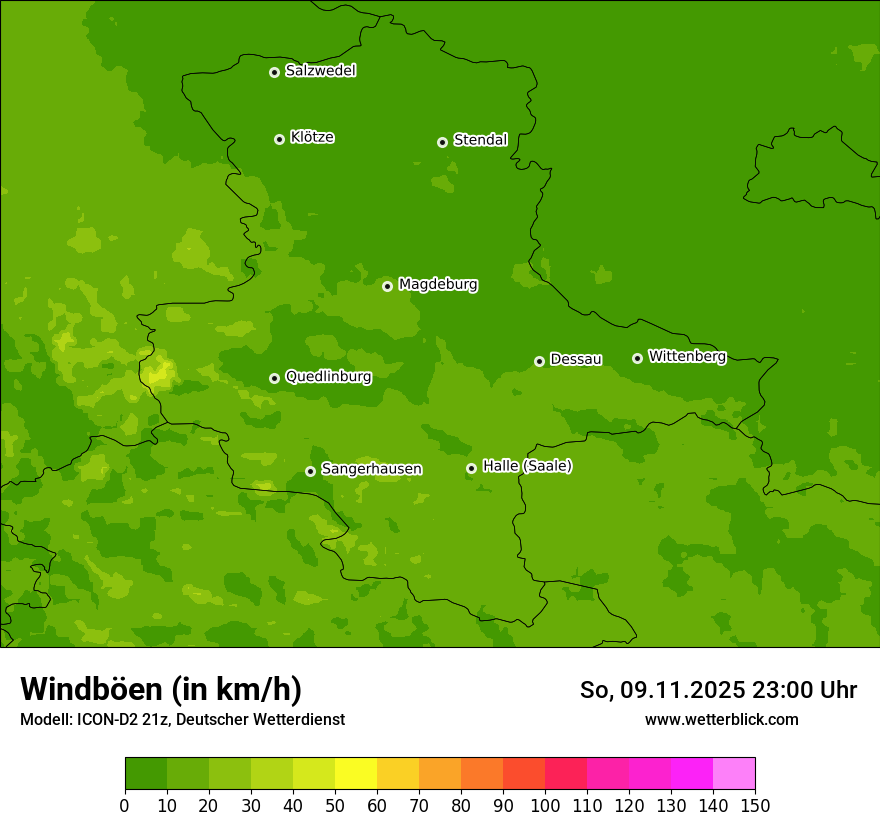 Modellkarten Windgeschwindigkeit