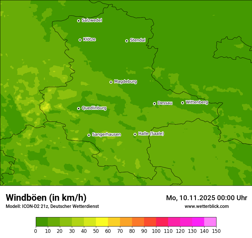 Modellkarten Windgeschwindigkeit