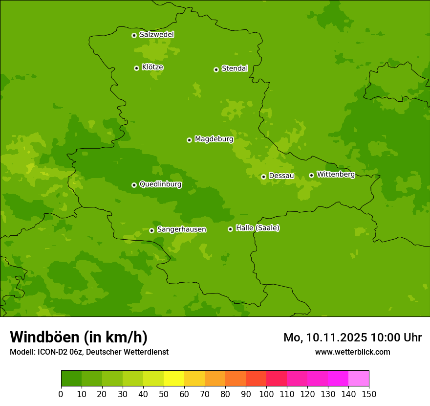 Modellkarten Windgeschwindigkeit