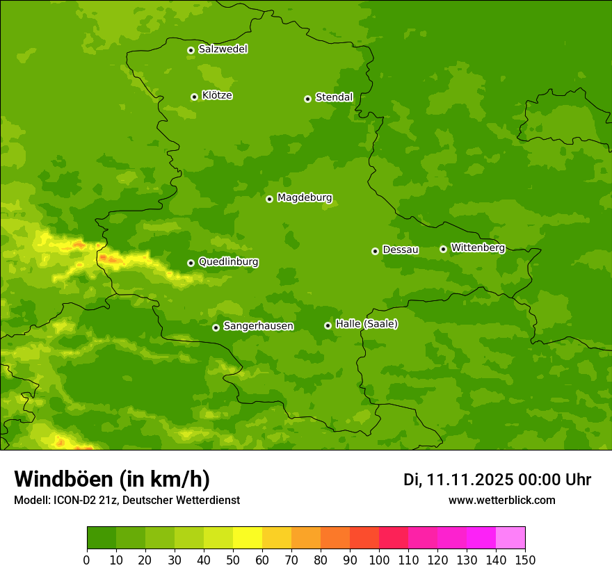 Modellkarten Windgeschwindigkeit