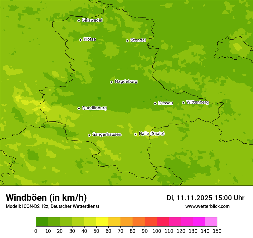 Modellkarten Windgeschwindigkeit