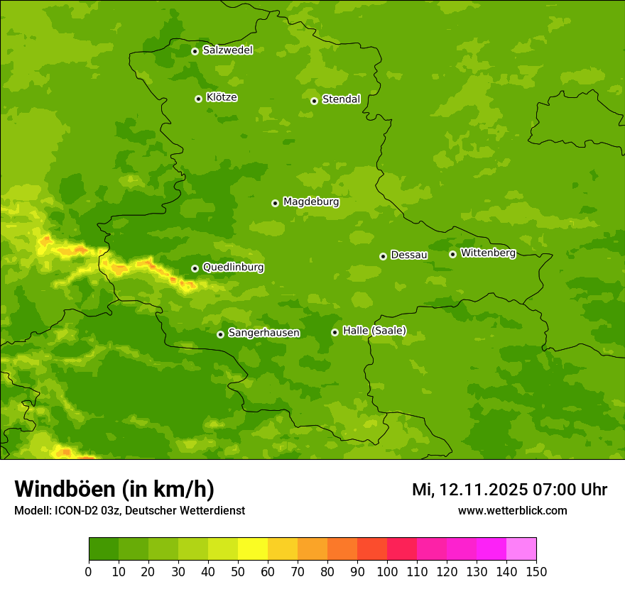 Modellkarten Windgeschwindigkeit