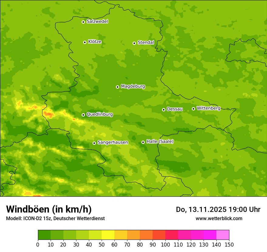 Modellkarten Windgeschwindigkeit