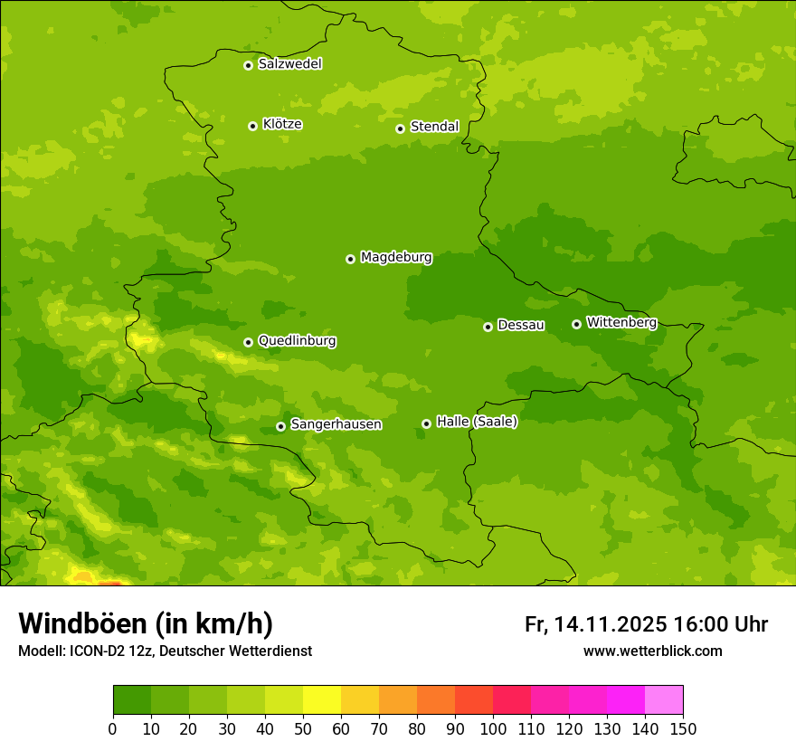 Modellkarten Windgeschwindigkeit