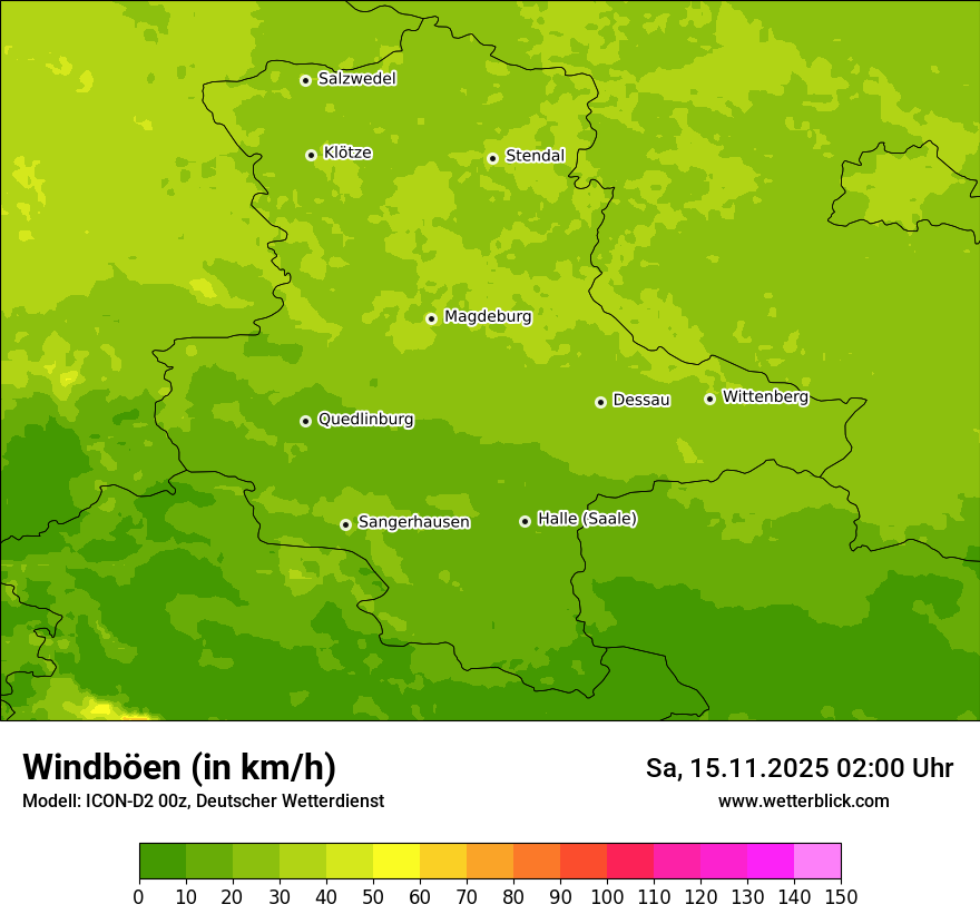 Modellkarten Windgeschwindigkeit