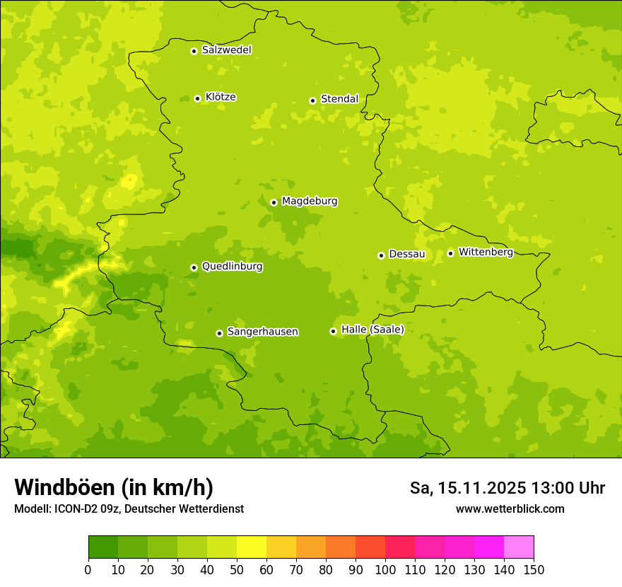 Modellkarten Windgeschwindigkeit