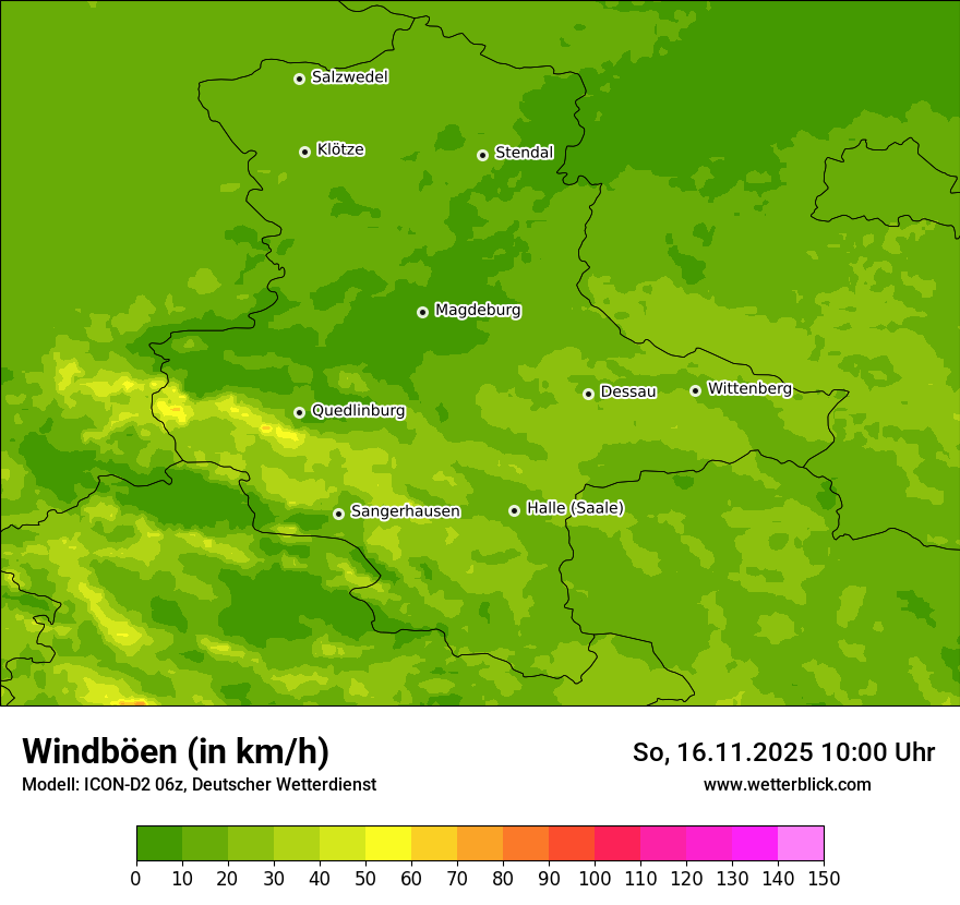 Modellkarten Windgeschwindigkeit