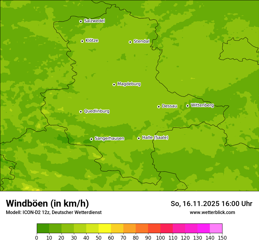 Modellkarten Windgeschwindigkeit