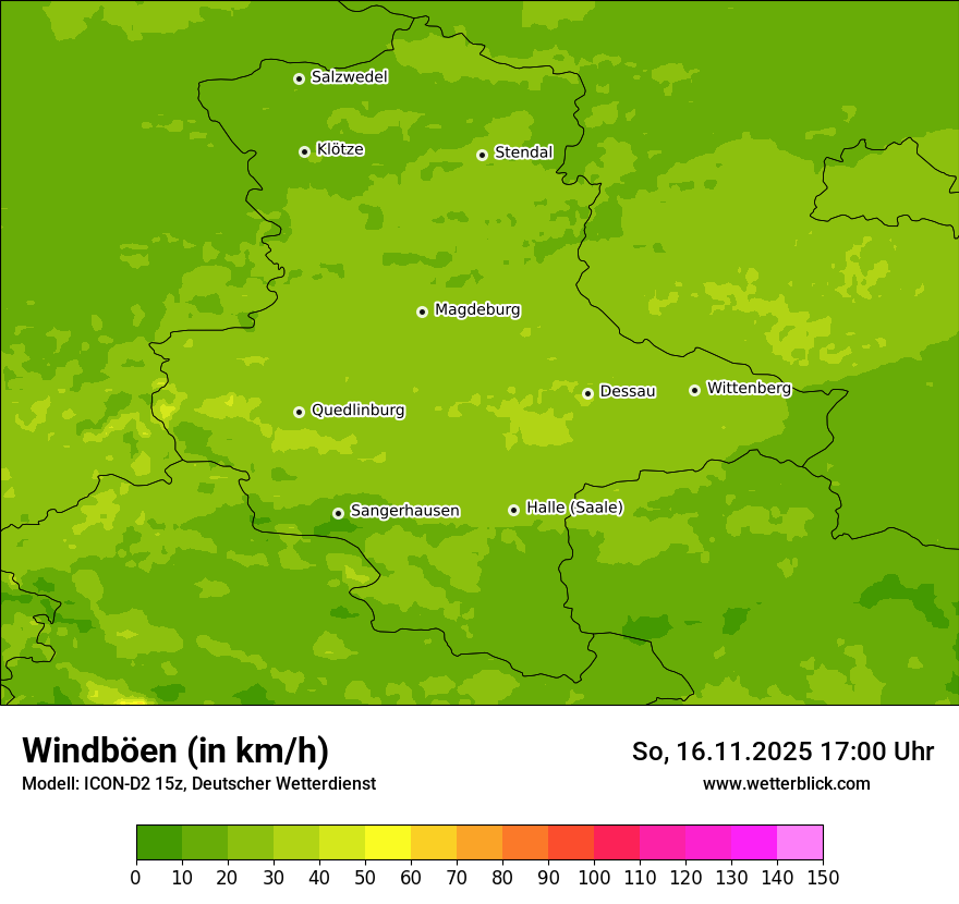 Modellkarten Windgeschwindigkeit