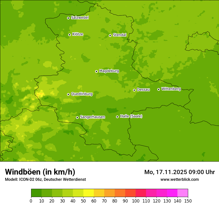 Modellkarten Windgeschwindigkeit