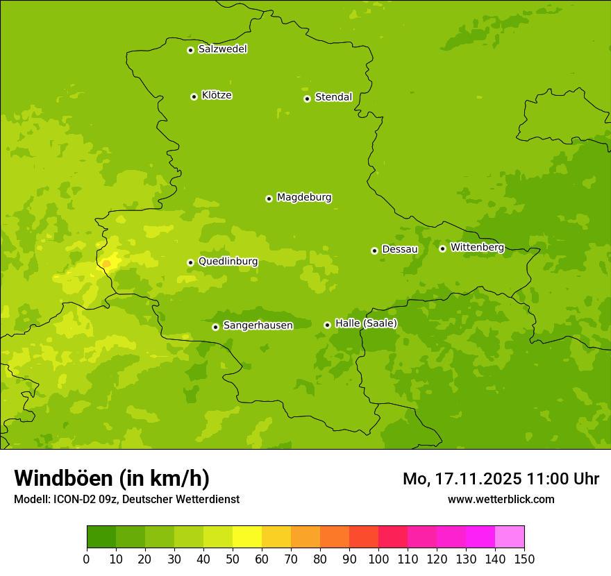 Modellkarten Windgeschwindigkeit
