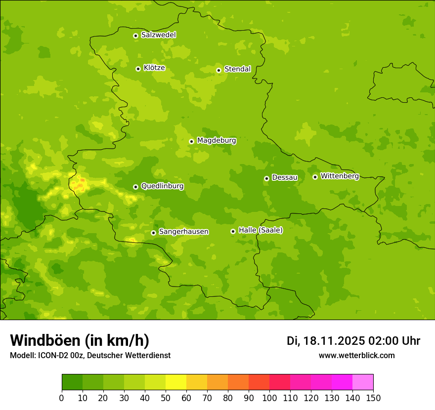 Modellkarten Windgeschwindigkeit